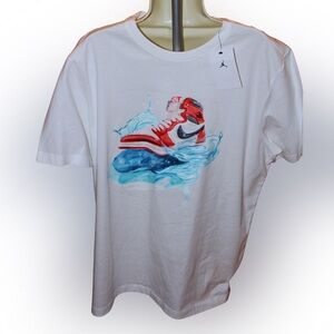 Men’s Nike Jordan White Tee with Jordan 1 Sneaker Graphic Size L